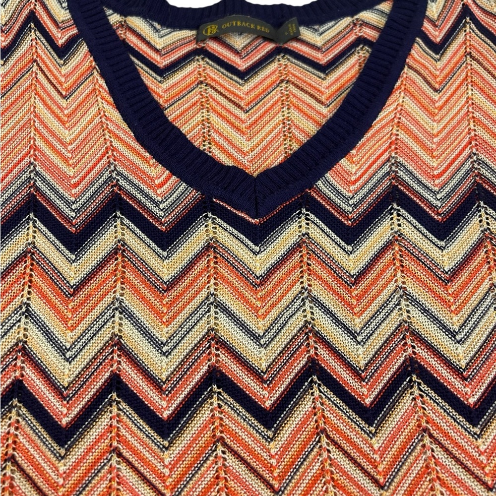 VTG 90s OUTBACK RED The Limited Chevron Knit Sweater L Metallic Retro Navy Ornge - Picture 2 of 13